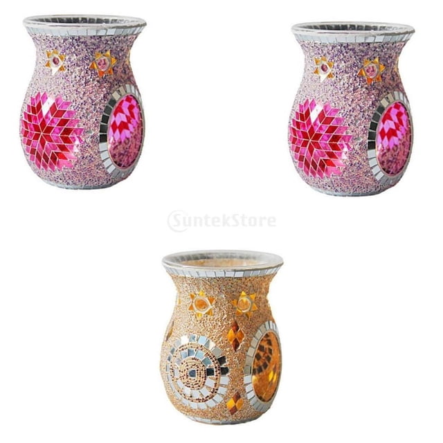 3 Piezas de de Mosaico Quemador de Aceite Portaves Cera Derretida Hogar Oficina Hotel Decoración Sunnimix Quemador de aceite