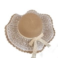 thumbnail image 2 of Girls' Breathable Summer Straw Hat Foldable UV Protection Bowknot Wide Brim Floppy Beach Sun Visor Hats Brown One Size, 2 of 3