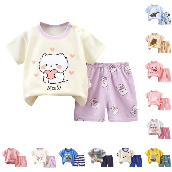 Pandaie Toddler Baby Boy Summer Clothes Button Shoulder Short Sleeve Shirt Shorts Set 3 6 12 18 Months 2T 3T Infant 2 Piece Outfit 18-24 Months Black