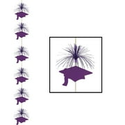 Beistle Club Pack of 12 Fun and Festive Purple Grad Cap and Firework Stringer Hanging Decorations 7'
