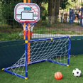 thumbnail image 2 of Juego de portería de fútbol 2 en 1 con soportes de baloncesto para niños, juego de portería de aro para deportes al aire libre, juguetes para niños, entrenamiento y práctica, 2 of 5