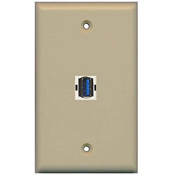 RiteAV USB 3.0 (Ivory) Wall Plate 1 Gang Flat Ivory