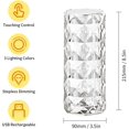 thumbnail image 2 of Lampe de Table en Cristal Diamant, Rechargeable par USB, Contrôle Tactile, 3 Couleurs d'Éclairage, Luminosité Réglable, Lampe de Table en Cristal pour Chambre, 2 of 5