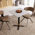 thumbnail image 2 of LeisureMod Round Dining Table with MDF Top and Powder-Coated X-Shaped Steel Base with Brushed Gold Accent Kitchen Table, Seats 2-3 Person for Modern Home Vail Collection, Light Wood Brown, 2 of 10