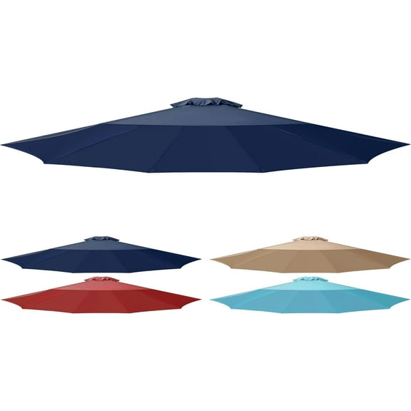THJTDH 9' Patio Umbrella Replacement Canopy Only Outdoor Table Market Yard Umbrella Replacement Top Cover with 8 Ribs, Dark Blue