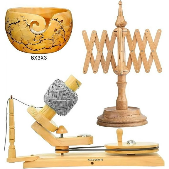 WOODEN WINDER SET FOR YARN WINDER COMBO YARN KNITTING WINDER BALL WINDER SWIFT WINDER SET HEAVY DUTY WINDER SET WOOD WINDER
