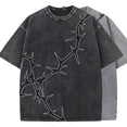 thumbnail image 2 of Luwomo Mens T Shirts Gothic Washed Tees Short Sleeve Round Neck Loose Pullover Male Clothes, 2 of 3