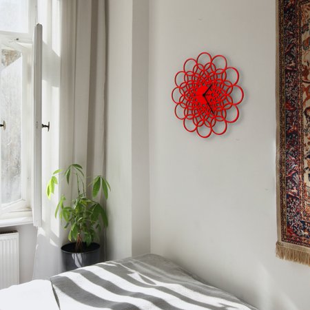 Ardeola - Rings Red - 16 in Quartz Classic Modern Traditional Geometric Wall Clock