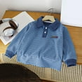 thumbnail image 5 of Cethrio Kids Boys Polo Shirts, Long Sleeve Casual Pullover Stripe Spring Fall Tops Blue Size 5T, 5 of 8