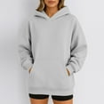 thumbnail image 4 of Mohiass Womens Oversized Hoodies Long Sleeve Plain Basic Fleece Sweatshirts 2025 Fall Winter Pullover Tops with Pocket Light Gray M, 4 of 5