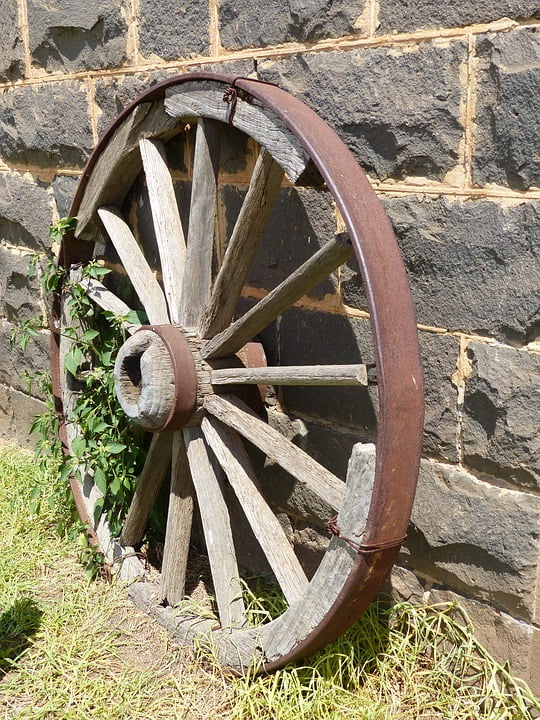 Wooden Antique Wheel Wagon Wheel Spokes Background-20 Inch By 30 Inch