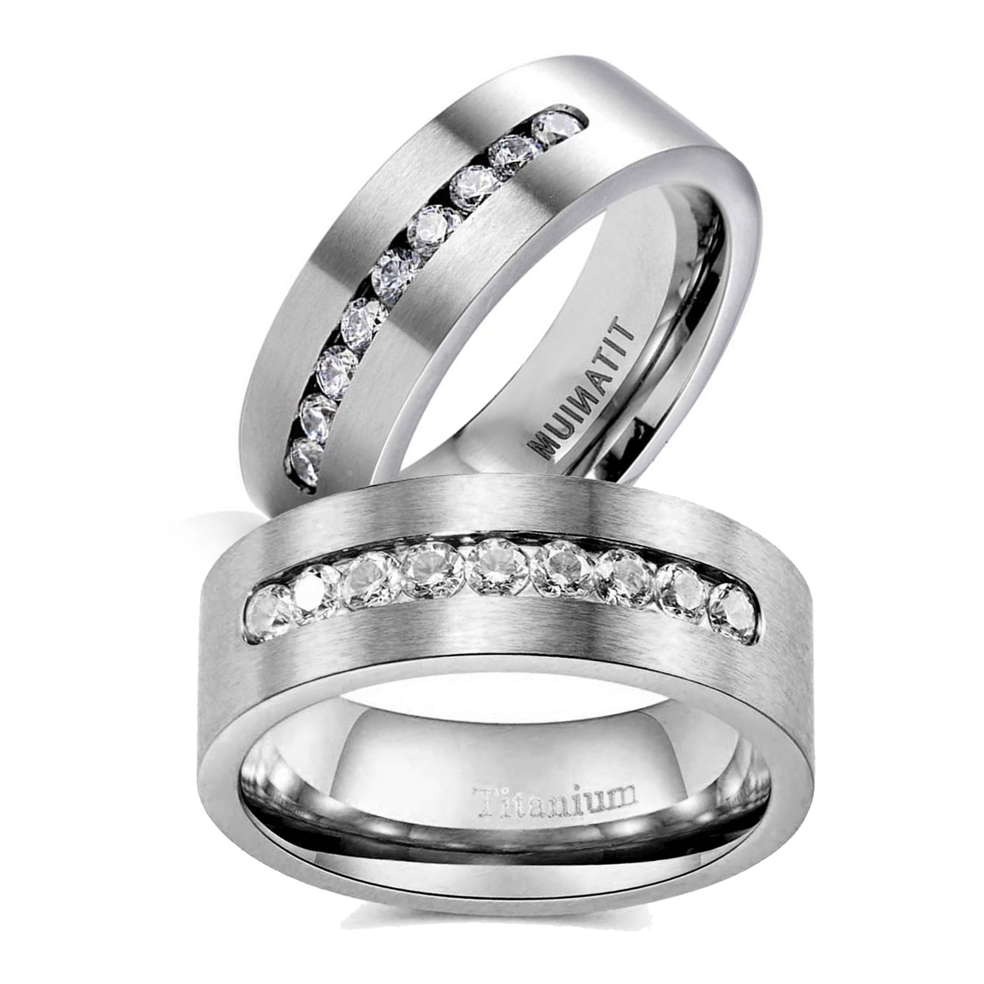 Two Rings Wedding Ring Sets His And Hers Couples Women Diamond Cz Man