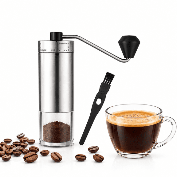 GlamourGaze Portable Manual Coffee Grinder with Conical Burr 40 Adjustable Settings for Smooth Grinding Espresso Enthusiasts Home Office Camping
