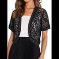 thumbnail image 2 of Cárdigan Corto Transparente de Verano con Encaje Floral y Mangas para Mujer Negro L, 2 of 8