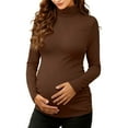 thumbnail image 5 of Zylanna Maternity Long Sleeve Tops 2PC, Spring Fall Slim Fit Pleated Turtleneck Pregnant Dress for Photo Beige, 5 of 9