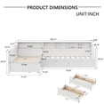 thumbnail image 4 of Twin Size L-Shaped Day Bed with Storage – Corner Bed Frame with 3 Drawers & Bookshelf for Bedroom or Living Room,White, 4 of 27