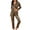 Brown, variant on Womens Fashion Print Home Wear Two-Piece Suit Long Sleeve Pants Pajama Set