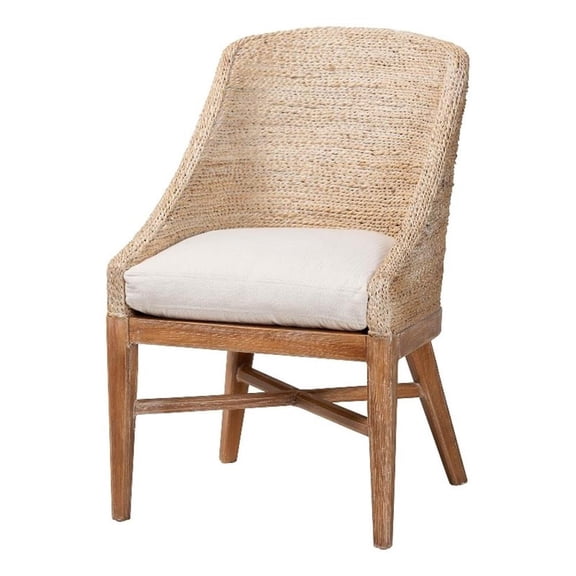 bali & pari Jasper Seagrass Dining Chair with Mahogany Wood Frame Whitewash