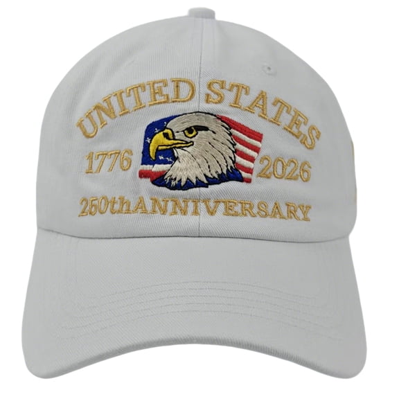 250 Year Anniversary Eagles Hat - United States 250th Anniversary Hat 1776-2026, Patriotic Eagle Adjustable Cotton Cap Gift for Men,White