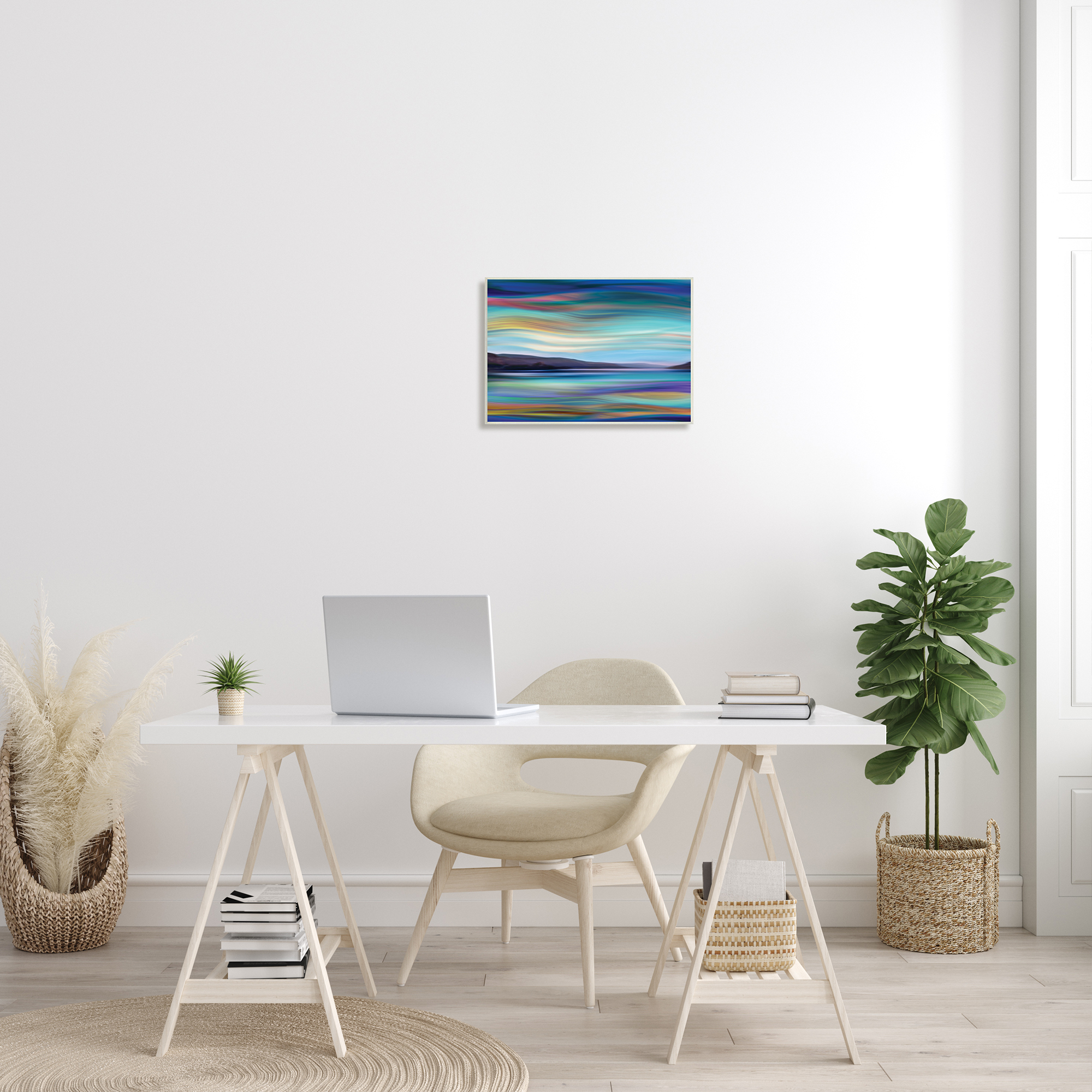 Stupell Industries Mountain Lake Landscape Fluid Abstract Waves, 13 x 19, Designed by Annie Campbell