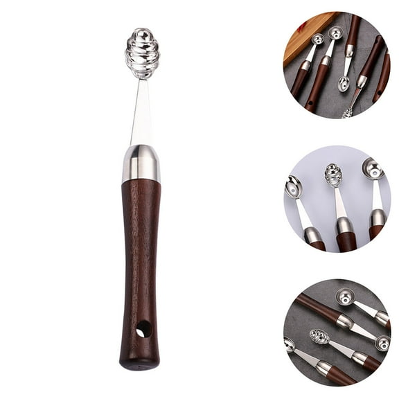 KAKOWELY Small Melon Baller Scoop 1Pcs with Resistant Stainless Steel and Wood for Dessert Shops