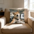 thumbnail image 4 of Funda de almohada decorativa | Lindo diseño de bordado de perro | Funda de almohada cuadrada para sofá, cama o sillón | Tela suave de pelo corto | Funda de almohada decorativa para el hogar, 4 of 6