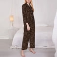 thumbnail image 3 of Vsdgher Autumn Brown Plants Pajamas Set Long Sleeve Sleepwear Womens Button Down Nightwear Pj Sets-Large, 3 of 7