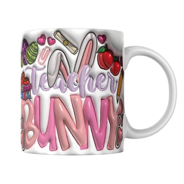 Easter-Themed Ceramic Coffee Mug, 350ml Capacity with Rabbit Design, Microwave and Dishwasher Safe, Holiday Gift Idea