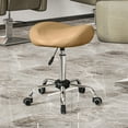 thumbnail image 2 of HOMCOM Tabouret Selle en Cuir PU Hauteur Réglable Chaise de Salon à Roulettes Brun, 2 of 10