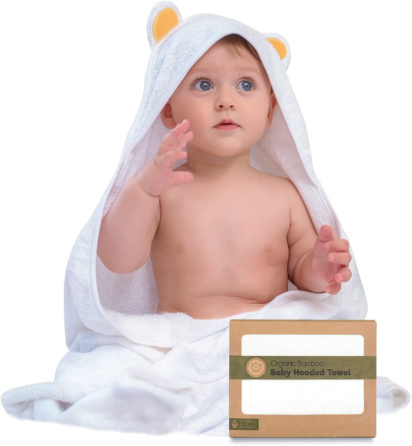 Baby Hooded Towel Extra Soft Blanket Bear Face Absorbent Toddler Bath Towel Infant Shower Present Newborn Plush Receiving Blankets White