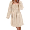 thumbnail image 4 of Women Long Sleeve Maternity Dress Square Neck Swiss Dot Casual Loose Short Dresses, 4 of 7