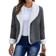 thumbnail image 5 of TAGOLD Womens Coats,Women's Autumn/Winter Solid Color Cardigan Plush Lapel Coat Tops, 5 of 6