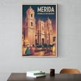 thumbnail image 6 of Vintage Retro Travel Poster Wall Decor Catedral De San Ildefonso Merida Mexico Colonial Twilight Church Print Canvas Poster, 6 of 8
