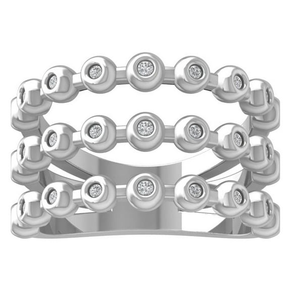 ARAIYA FINE JEWELRY 14K White Gold Round Lab Grown Diamond Three Row Wedding Band Ring (1/4 cttw, VS Clarity, D-E Color) Size 6.5