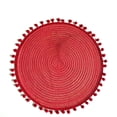 thumbnail image 2 of HHJZPR Round Pom Pom Woven Placemat, 14.96in Hand Braided Heat Resistant Table Charger Mat, Decorative Circular Dining Table Coaster for Home Kitchen Restaurant Party Decor, 2 of 6