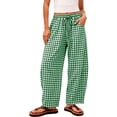 thumbnail image 2 of Inleife Women's Gingham Checkered Relaxed Pants Drawstring Elastic Waist Lounge Trousers with Pockets, 2 of 6