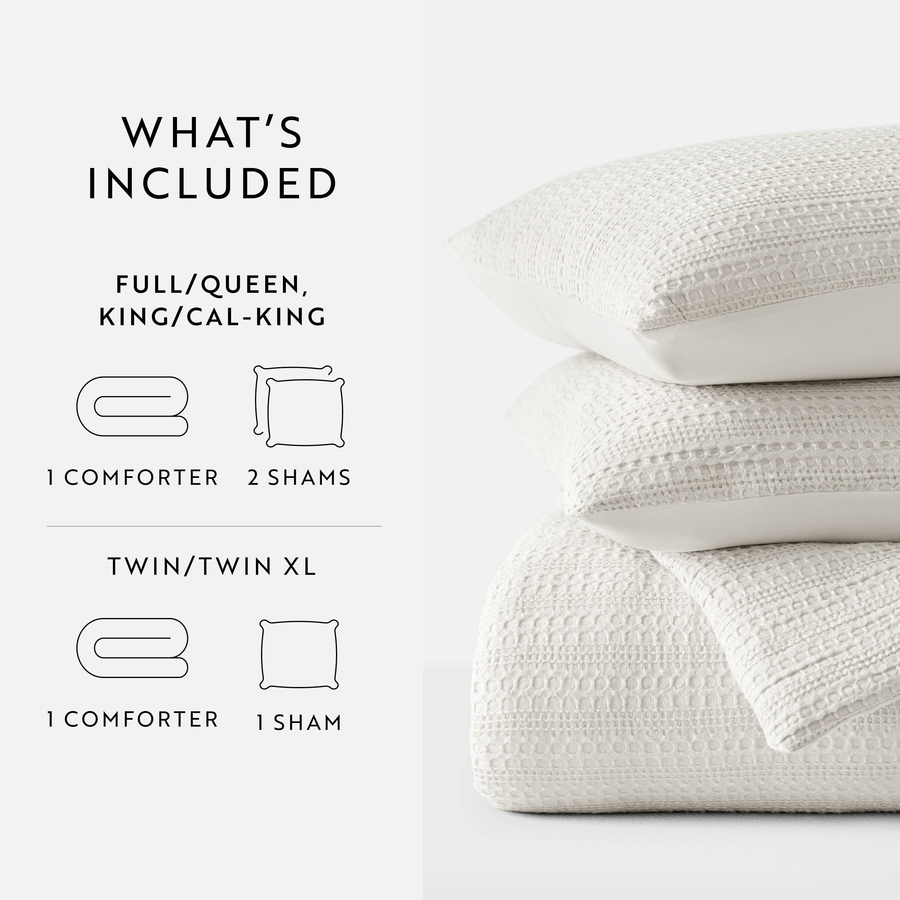 Textured Waffle Comforter Set ins Natural Waffle Comforter Bedding Sets, King/Cal King Size Bedding by Comfort Canopy