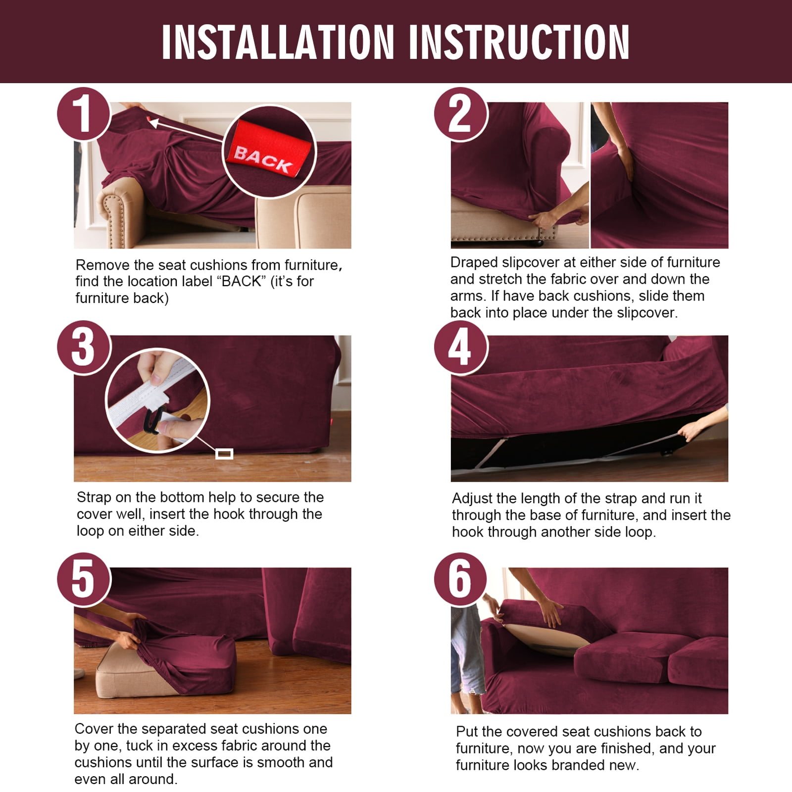 CJC 2-Piece Sofa Couch Covers, Velvet Armchair Slipcover for Separate Cushion Couch, Stretch Furniture Protector for Pets Kids, 9 Colors