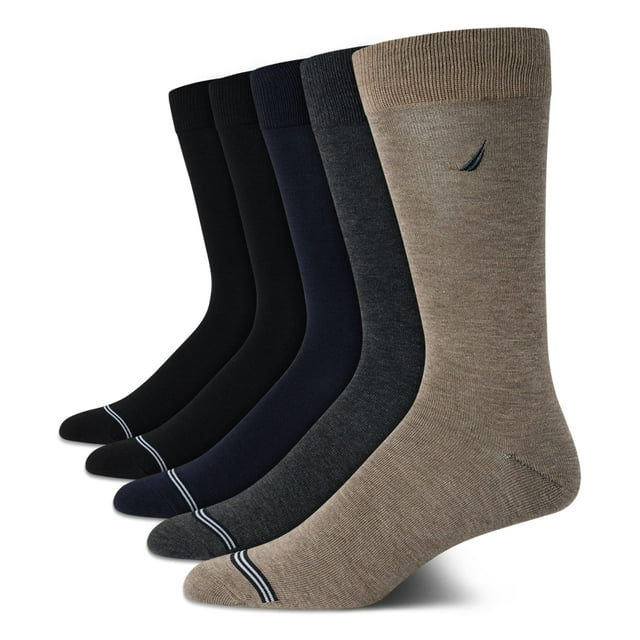 Calcetines de vestir Nautica para hombre, 5 unidades, color marrón jaspeado
