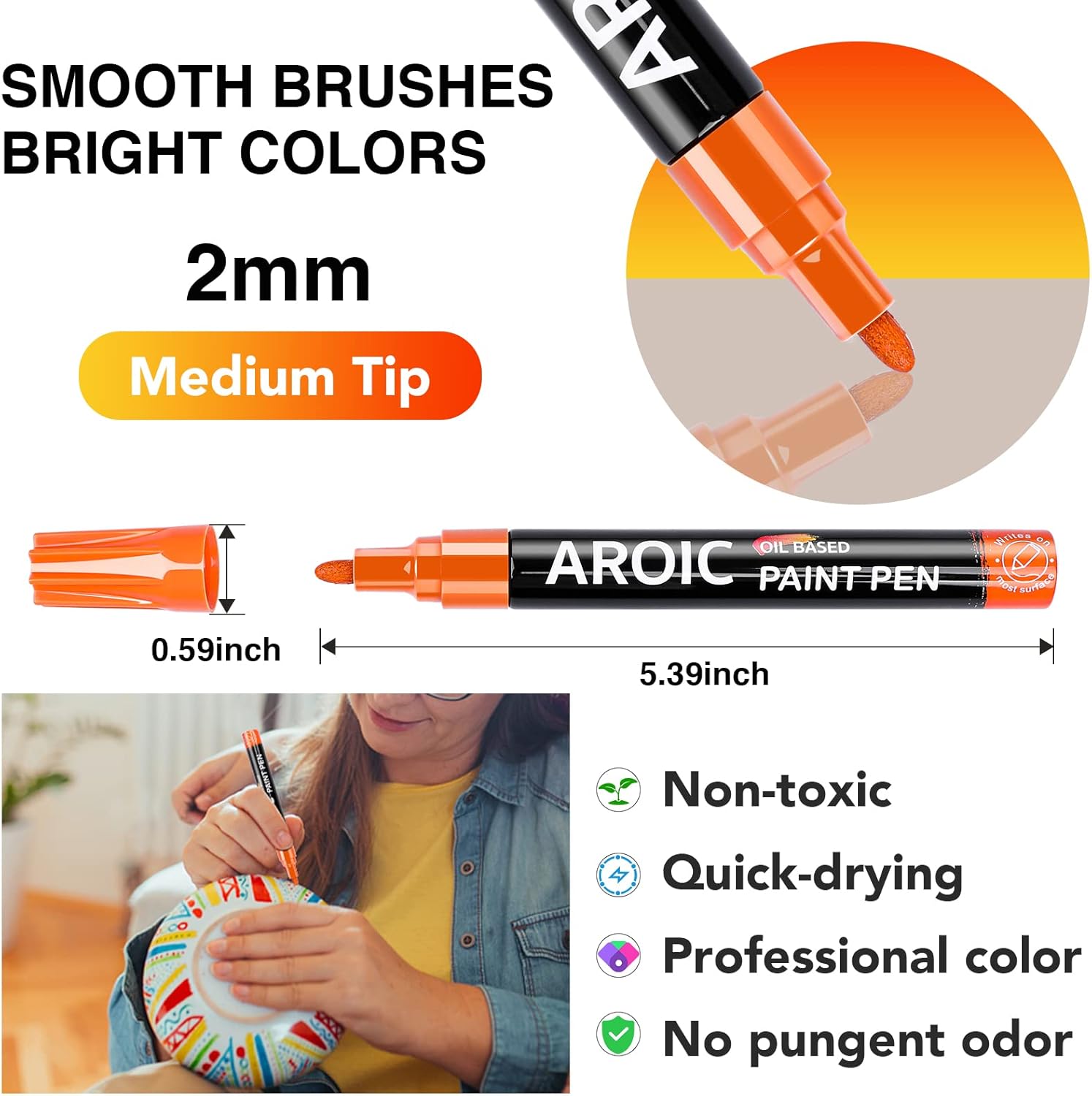 48 Pack Oil-Based Paint Markers Medium Tip - Low Odor Rock Painting Pens for Wood, Metal, Plastic, Glass, Canvas, Ceramic Surfaces | 2025 Artist Professional Kit
