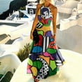 thumbnail image 1 of SMihono Robe Maxi Bohème d'Été pour Femmes Grande Taille Mode Décontractée Été Sans Manches Col Rond Robe Imprimée Col Licou Fermeture Éclair Robe Longue Plissée Robes de Plage Robe d'Été, 1 of 9