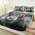 thumbnail image 3 of Castle Fairy Farm Highland Cow 4pcs Bed Sheets for Boys Girls,Abstract Leopard Cheetah Print King Sheets,Rustic Farmhouse Animal Super Cozy Sheet Set,Microfiber Bedroom Decor, 3 of 7