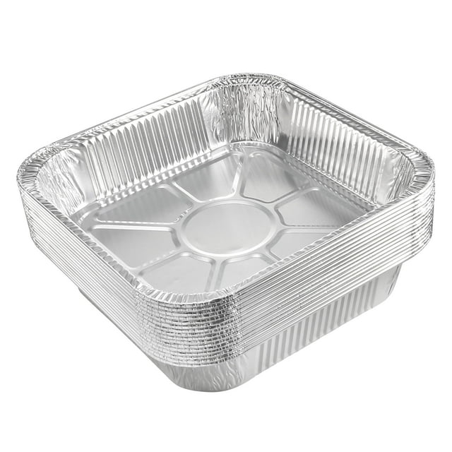 8" x 8" Aluminio Papel Sartenes, 46oz Desechables Bandejas Contenedores para Cocina Asar Hornear Cocinar 24uds