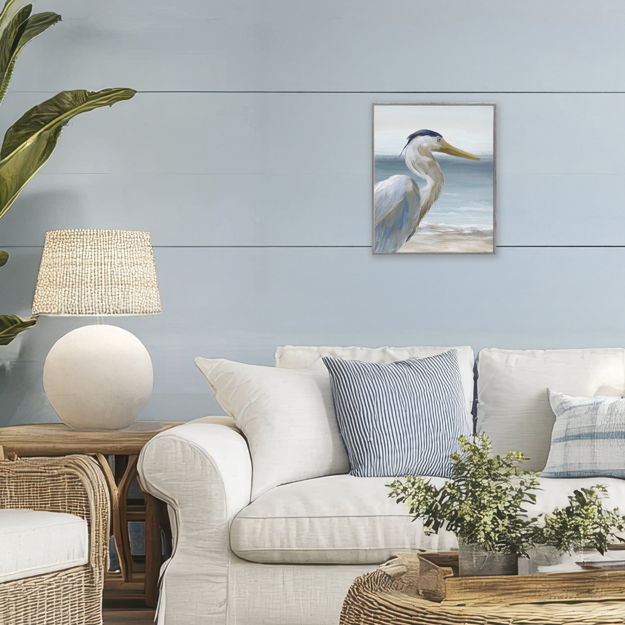 Stupell Industries Right Gazing Heron Gray Framed Giclee Art, design by Nan