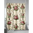 thumbnail image 5 of Fsddascl Boho Pink Red Floral Shower Curtain Set - Standard 72" x 72" Washable Bathtub Curtain with 12 Hooks, Farmhouse Vintage Flower Green Leaf Waterproof Fabric Stall Shower Curtains for Bathroom, 5 of 6