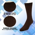 thumbnail image 5 of EMEM Apparel Men's Casual Soft Ribbed Cotton Knit Classic Mid Calf Crew Dress Hosiery Socks 5-Pack Brown 9-11, 5 of 5