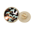 thumbnail image 1 of Grues Pivoines Érable Motif Rond Métal Broche d'Or Clip, 1 of 3