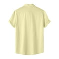 thumbnail image 4 of New Summer Arrivals YLSDY Men's Stylish Stretch Wrinkle Free Short Sleeve Button Down Shirt Summer Casual Beach Vacation Button up Shirts Yellow L, 4 of 9