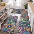 thumbnail image 2 of Blue Pioneer Flower and Paisley Pattern Kitchen Rugs Sets Of 3,Kitchen Runner Rugs Non Skid Washable,Decorative Kitchen Floor Mats for Kitchen,Sink,Laundry,17"x30"+ 17"x47" + 17"x59", 2 of 6