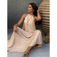 thumbnail image 2 of Spring Summer Blue Backless A-Line Dress, Bohemian Style Elegant Dress for Beach Vacation Daily Casual Wear, 2 of 14